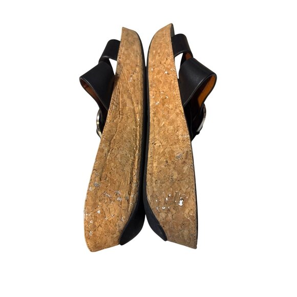 FitFlop Womens Black Leather Cork Wedge Sandals Size 9 - Picture 8 of 9